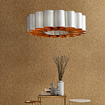 Люстра круглая фактурная в сочетании белого и золотого цвета Wide Stripes of Ribbon варинант исполнения - 5 | Loft Concept в Грозном