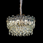 Круглая люстра с хрустальными подвесками на золотистом каркасе Gorgeous Crystal Light варинант исполнения - 1 | Loft Concept в Грозном