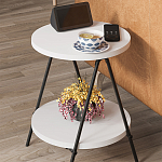 Стол приставной с 2-мя круглыми белыми столешницами ESSEL SIDE TABLE WHITE варинант исполнения - 9 | Loft Concept в Грозном