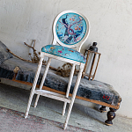 Барный стул из массива бука с изображением птиц и цветов Turquoise Beige Chinoiserie Garden Chair варинант исполнения - 8 | Loft Concept в Грозном