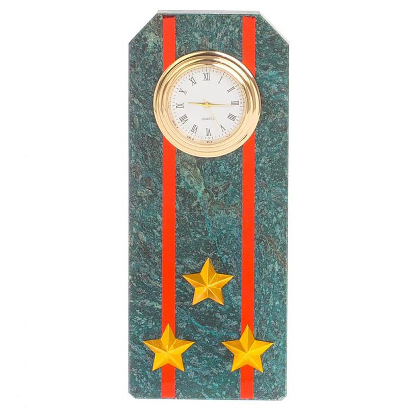 Часы погон ВС подарочные настольные из натурального камня Змеевик Military Clock Зеленый Красный Золотой Часы погон ВС подарочные настольные из натурального камня Змеевик Military Clock Зеленый Красный Золотой в Грозном | Loft Concept
