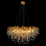 Люстра подвесная с прозрачными стеклянными подвесками в форме капель Диаметр 80 см Droplet Chandelier варинант исполнения - 13 | Loft Concept в Грозном