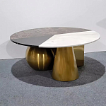 Дизайнерский журнальный стол с круглой столешницей на 3-х геометрических ножках Lehumod варинант исполнения - 1 | Loft Concept в Грозном