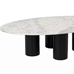 Кофейный столик овальный с мраморной столешницей на 4-х массивных ножках Demonstration of Taste варинант исполнения - 1 | Loft Concept в Грозном
