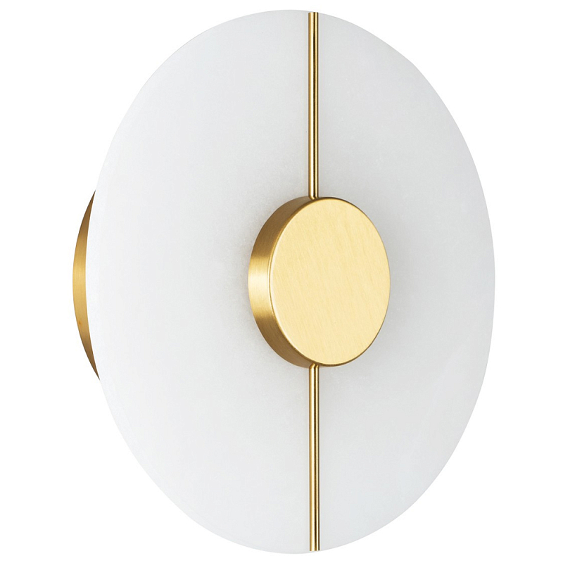 Бра с плафоном из камня в форме диска Buccio Stone Disk Wall Lamp Латунь Белое матовое стекло Бра с плафоном из камня в форме диска Buccio Stone Disk Wall Lamp Латунь Белое матовое стекло в Грозном | Loft Concept