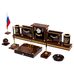 Настольный письменный набор с часами из природного камня обсидиана Royal Set варинант исполнения - 2 | Loft Concept в Грозном