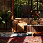 Трехместный диван с кожаной обивкой коричневый Coste Leather Sofa варинант исполнения - 8 | Loft Concept в Грозном