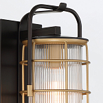 Настенный фонарь цилиндрической формы с рифленым стеклом в золотом каркасе на черном прямоугольном основании Eurofase варинант исполнения - 16 | Loft Concept в Грозном