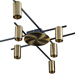 Потолочный светильник с 10-ю цилиндрическими плафонами цвета латунь TRIBES CHANDELIER варинант исполнения - 2 | Loft Concept в Грозном