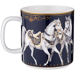 Кружка из фарфора синяя с изображением лошадей 400 мл Porcelain Horse Set варинант исполнения - 1 | Loft Concept в Грозном