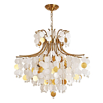 Люстра подвесная с белыми и золотыми круглыми подвесками Диаметр 70 см SHELL Chandelier варинант исполнения - 1 | Loft Concept в Грозном