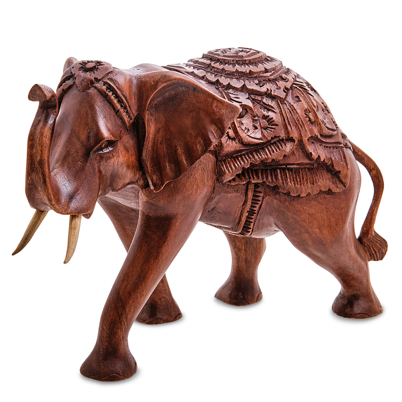 Статуэтка из дерева суар в виде слона Two Tusks Коричневый Статуэтка из дерева суар в виде слона Two Tusks Коричневый в Грозном | Loft Concept