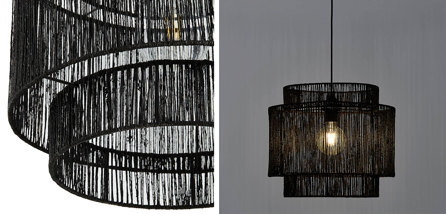 Подвесной светильник Signe Wicker Hemp Black Dual Подвесной светильник Signe Wicker Hemp Black Dual - Loft-Concept в Грозном