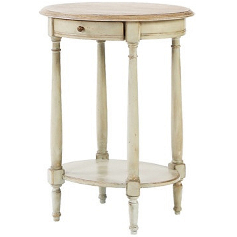 Круглый кофейный стол с ящиком Emilien Montmartre Provence Coffee Table Слоновая кость Светлый дуб Круглый кофейный стол с ящиком Emilien Montmartre Provence Coffee Table Слоновая кость Светлый дуб в Грозном | Loft Concept