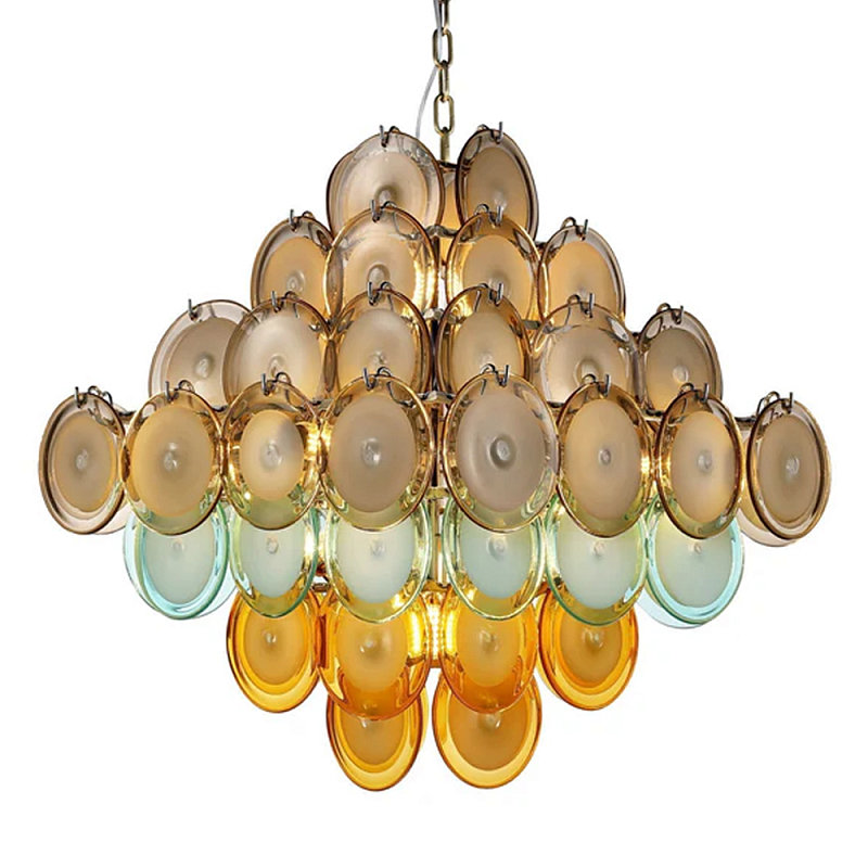 Люстра с каскадом из разноцветных круглых подвесов Key Lustar Дымчатый (Smoke) Зеленый Янтарный в Грозном | Loft Concept 