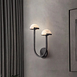 Бра с 2-мя мраморными плафонами на черном корпусе Light Warm Light варинант исполнения - 2 | Loft Concept в Грозном