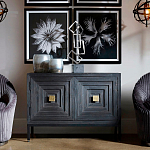 Тумба черная из дерева двухдверная Geometric Double Door Nightstand варинант исполнения - 5 | Loft Concept в Грозном