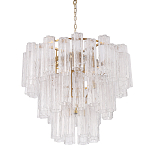 Люстра круглая многоярусная с прозрачными подвесками из стекла Hexagon Tube Light варинант исполнения - 1 | Loft Concept в Грозном