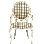 Стул с подлокотниками и круглой спинкой  Checkered Upholstery Chair обивка в клетку варинант исполнения - 2 | Loft Concept в Грозном