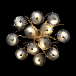 Потолочная люстра круглая ветвистыми бронзовыми элементами и стеклянными рифлеными дисками Textured Glass Chandelier варинант исполнения - 2 | Loft Concept в Грозном