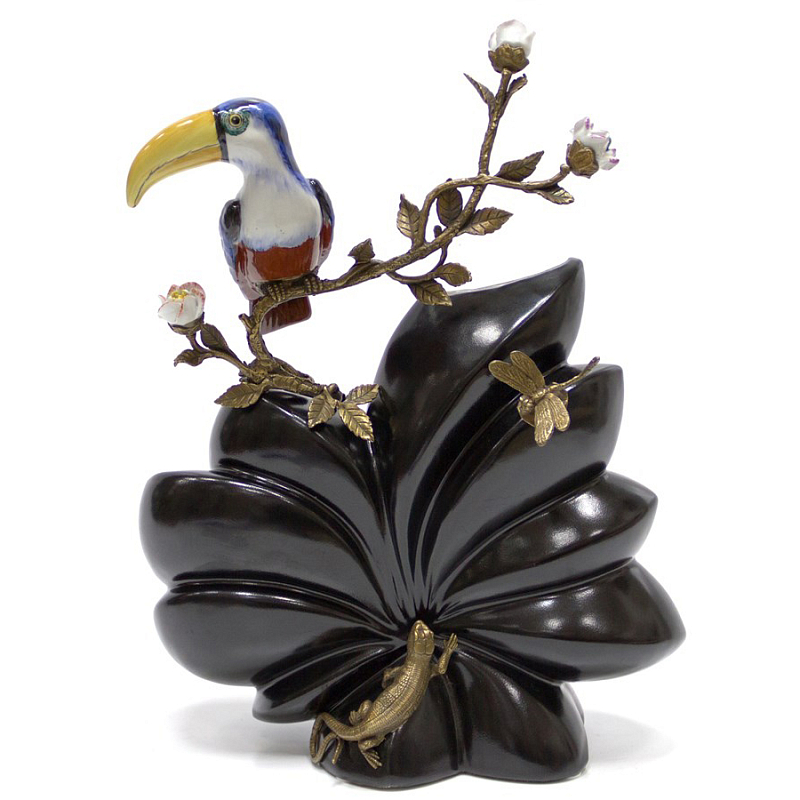 Фарфоровая ваза Toucan and Lizard Черный Бронза в Грозном | Loft Concept 