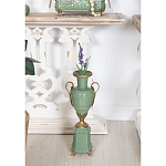 Ваза зеленого цвета из фарфора на высокой подставке с бронзовыми ручками Eden Garden porcelain and bronze варинант исполнения - 4 | Loft Concept в Грозном