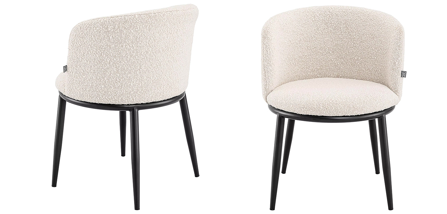 Комплект из двух стульев Eichholtz Dining Chair Filmore Set of 2 Boucle Cream Комплект из двух стульев Eichholtz Dining Chair Filmore Set of 2 Boucle Cream - Loft-Concept в Грозном