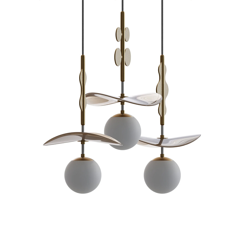 Подвес Bloomy Бежевый Белый Латунь в Грозном | Loft Concept 