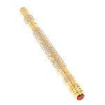 Ручка шариковая металлическая с гравировкой и красным фианитом в деревянной коробке Metal Pens варинант исполнения - 3 | Loft Concept в Грозном