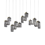 Подвесной светильник линейный с плафонами волнистой формы из фактурного стекла Big Wave варинант исполнения - 2 | Loft Concept в Грозном