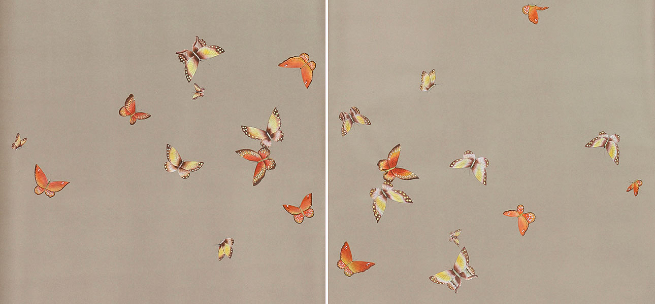 Обои ручная роспись Butterflies Echo on dyed paper Обои ручная роспись Butterflies Echo on dyed paper - Loft-Concept в Грозном
