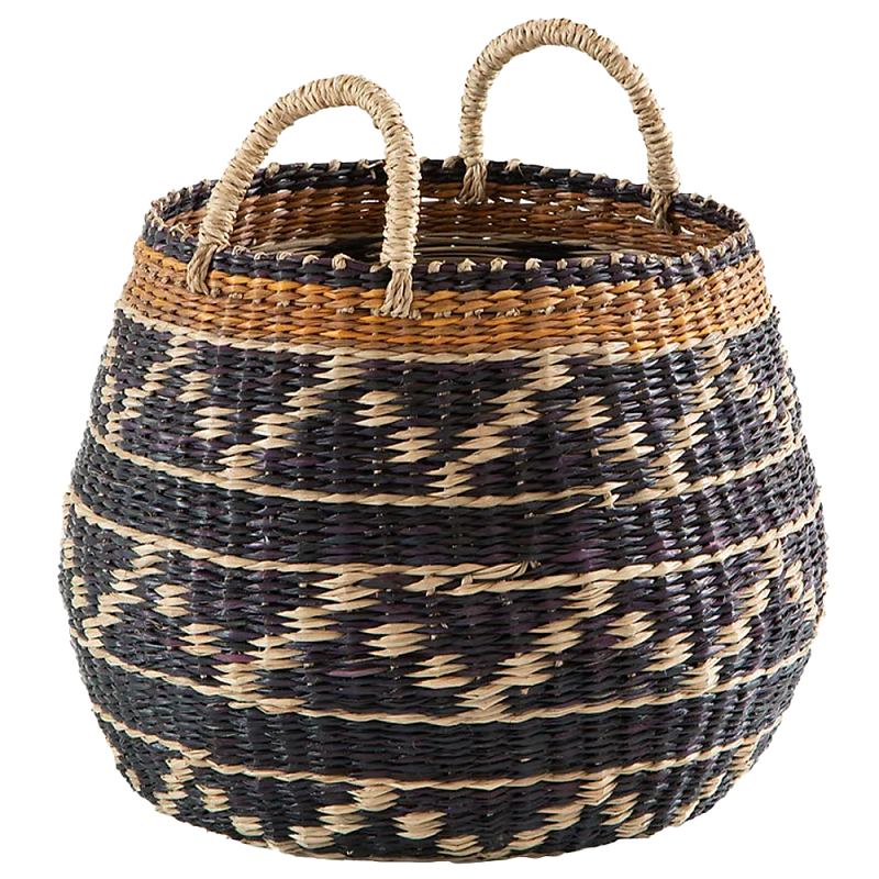 Шарообразная корзина с орнаментом Jokia Wicker Basket Коричневый Бежевый Шарообразная корзина с орнаментом Jokia Wicker Basket Коричневый Бежевый в Грозном | Loft Concept