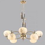 Люстра подвесная с 8-ю шарообразными плафонами из белого стекла с подвесками из камня и кисточками Agatelle варинант исполнения - 4 | Loft Concept в Грозном