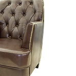 Кресло кожаное c мягкими подлокотниками на 4-х деревянных ножках из массива березы Joseph Armchair brown варинант исполнения - 3 | Loft Concept в Грозном