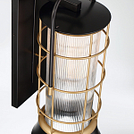 Настенный фонарь цилиндрической формы с рифленым стеклом в золотом каркасе на черном прямоугольном основании Eurofase варинант исполнения - 4 | Loft Concept в Грозном