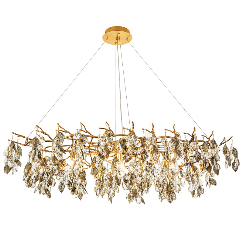 Люстра с хрустальными подвесками и металлическими в виде листьев Fairytree Light Chandelier 15 Золотой Прозрачный Люстра с хрустальными подвесками и металлическими в виде листьев Fairytree Light Chandelier 15 Золотой Прозрачный в Грозном | Loft Concept