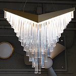 Люстра золотого цвета в форме галочки с каскадом длинных прозрачных трубок Eurofase варинант исполнения - 13 | Loft Concept в Грозном