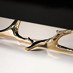 Дизайнерский комод чёрный глянцевый с основанием в виде золотых ветвей Meta Credenza  варинант исполнения - 2 | Loft Concept в Грозном