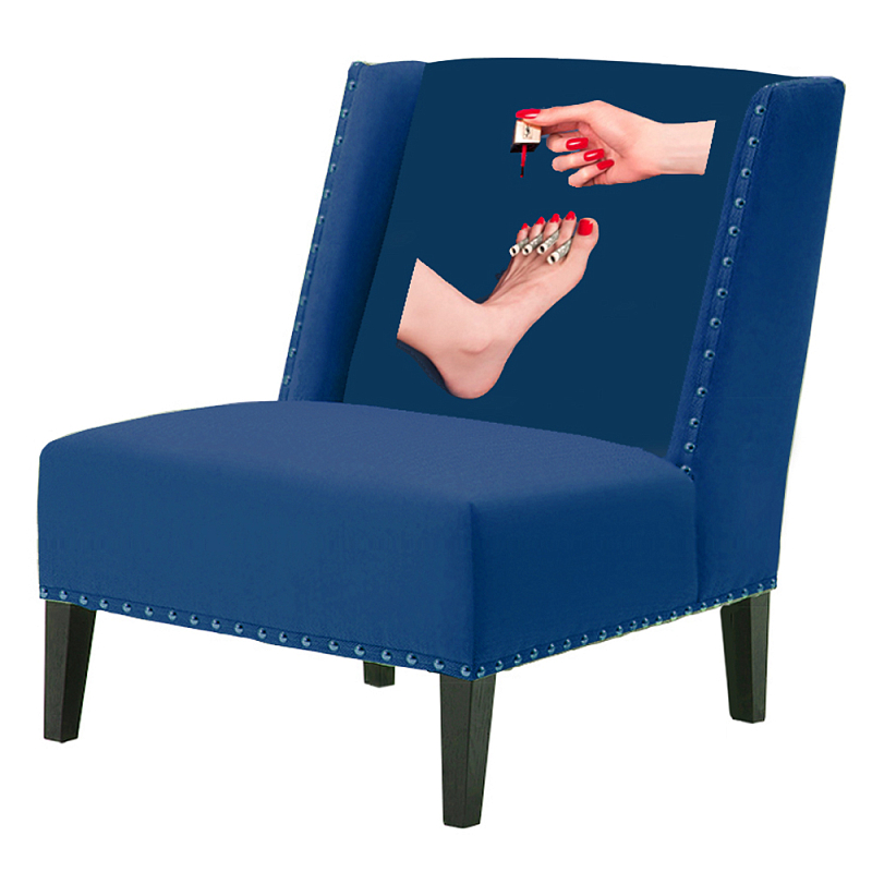 FUN Armchair "Pedicure" Blue Дизайнерское кресло с цветным принтом Сапфирово-синий FUN Armchair "Pedicure" Blue Дизайнерское кресло с цветным принтом Сапфирово-синий в Грозном | Loft Concept