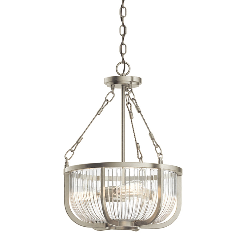 Люстра подвесная с чашеобразным плафоном из прозрачных стеклянных прутьев Kichler Никель Прозрачный Латунь в Грозном | Loft Concept 