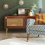 ТВ-тумба из ореха с плетеным декором Eland Wooden Wicker TV Stand варинант исполнения - 3 | Loft Concept в Грозном