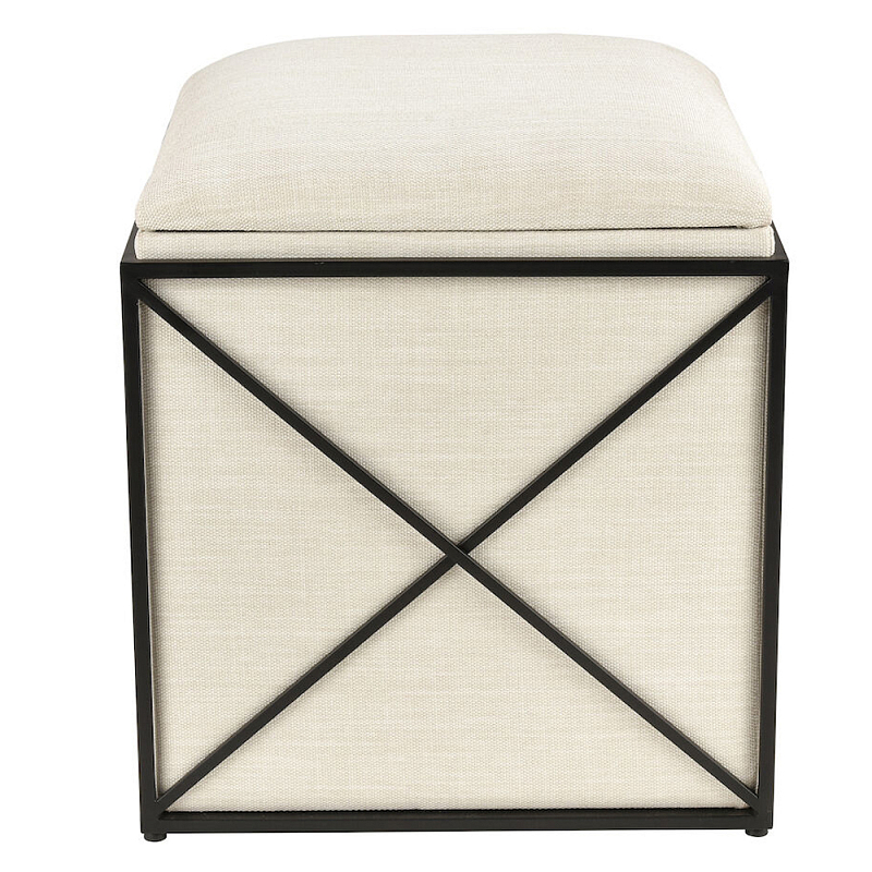Пуф бежевый с черной металлической рамой Beige Pouf Бежевый Черный Пуф бежевый с черной металлической рамой Beige Pouf Бежевый Черный в Грозном | Loft Concept