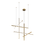 Люстра с 6-ю  пересекающимися цилиндрическими плафонами на тонких тросах Trumpet tube варинант исполнения - 2 | Loft Concept в Грозном