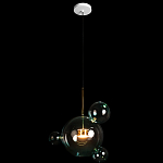 Подвесной светильник с прозрачными бирюзовыми стеклянными шарами и золотыми деталями Диаметр 43 Giopato & Coombes варинант исполнения - 2 | Loft Concept в Грозном