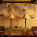 Обои с вышивкой ручной работы Étienne Original colourway on wool sateen варинант исполнения - 4 | Loft Concept в Грозном