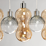 Люстра с 3-мя плафонами волнообразной формы цвета янтарь и 2-мя прозрачными шарообразными плафонами Lucid Rain  варинант исполнения - 7 | Loft Concept в Грозном