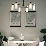 Люстра потолочная с 6-ю цилиндрическими плафонами из стекла и черным каркасом Noir Poise варинант исполнения - 3 | Loft Concept в Грозном