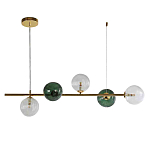 Люстра подвесная линейная с рифлеными стеклянными плафонами Bolle Multi Color варинант исполнения - 1 | Loft Concept в Грозном