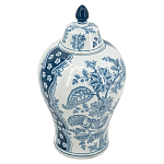 Ваза с крышкой и голубым цветочным рисунком 37 см Blue & White Ornament варинант исполнения - 1 | Loft Concept в Грозном