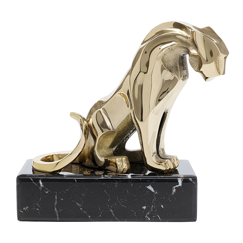 Декоративная фигура Golden Lion Черный Мрамор Nero Глянцевое золото в Грозном | Loft Concept 